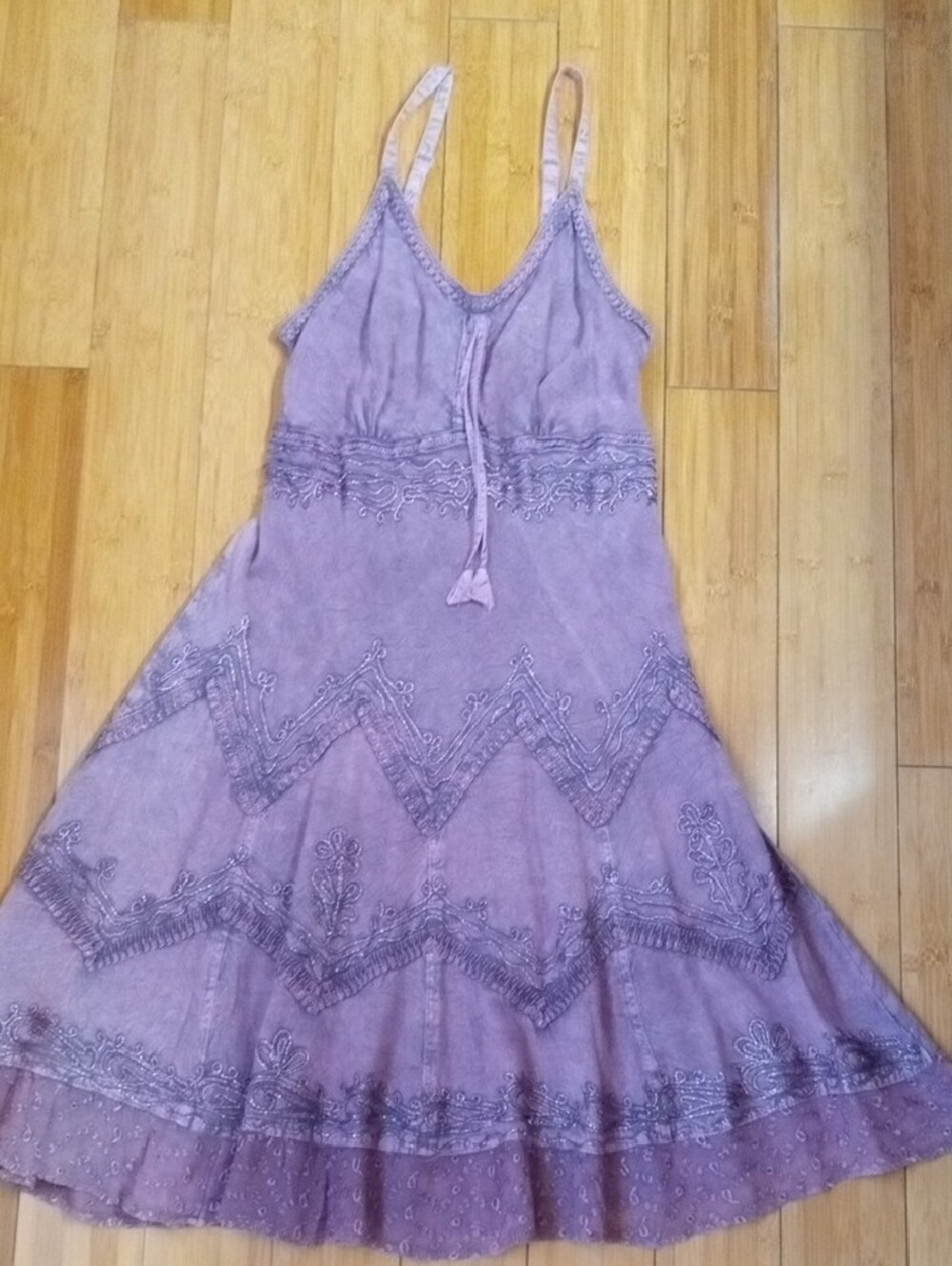 Sakkas Lavender-Purple Sundress w/Embroidery Detailing. Size S/M - Picture 6 of 14